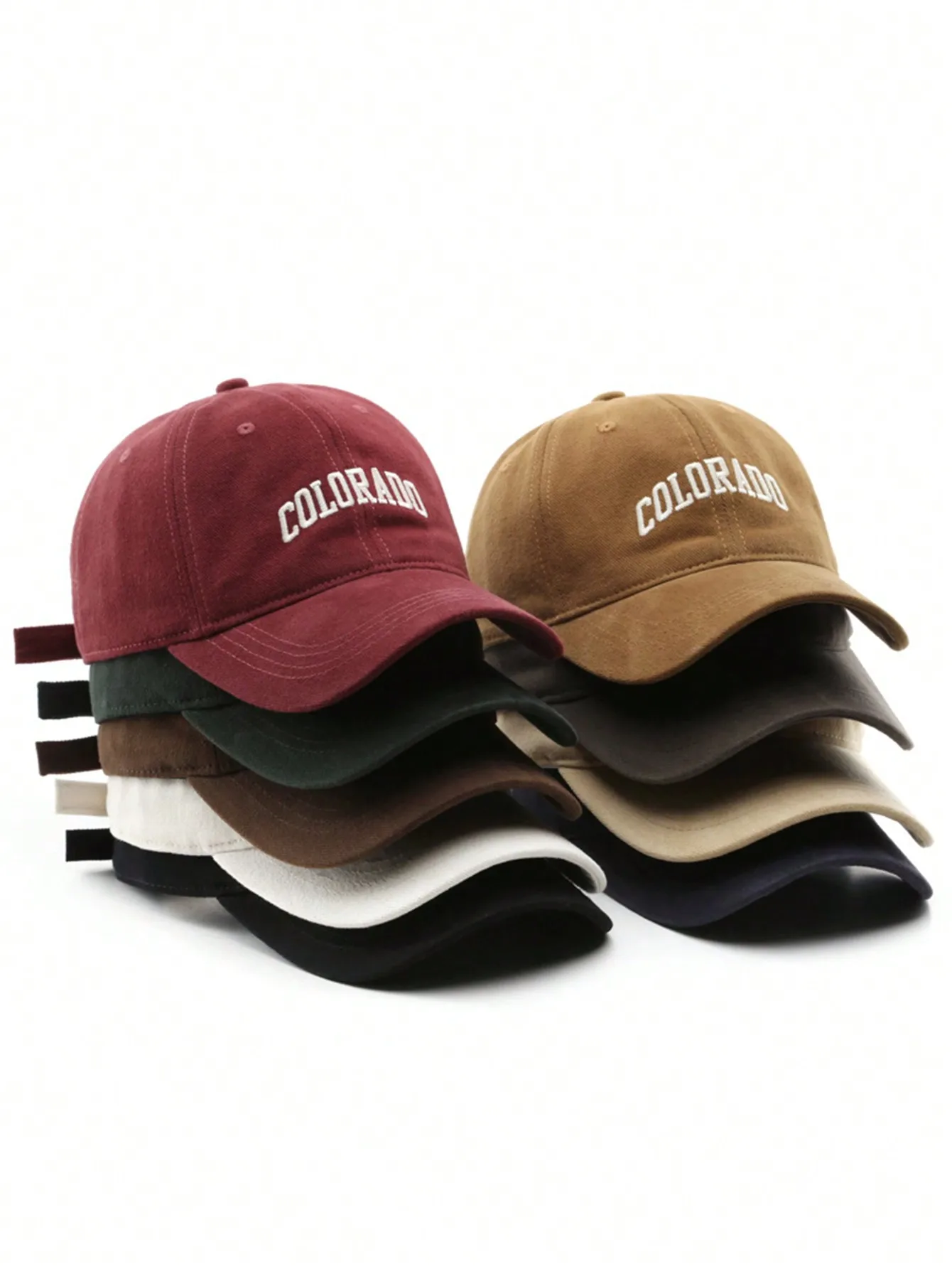 1, modische Unisex-Baseballkappe mit gebürsteter, dicker COLORADO-Stickerei
