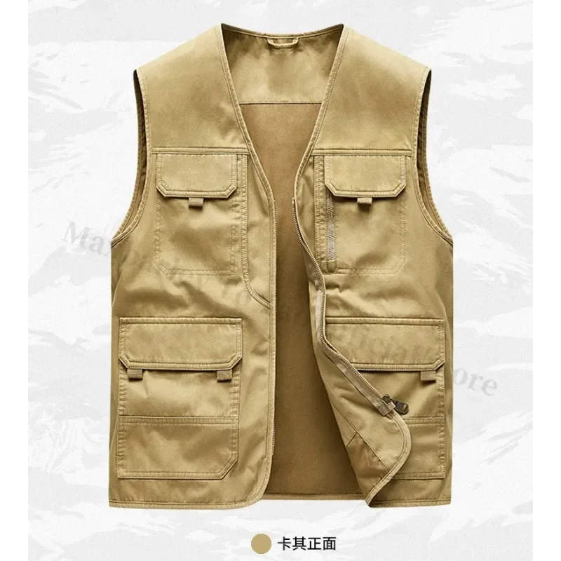

Mens Vest Outdoor Camping Hiking Zipper Retro Versatile Multi Pocket Sleeveless Jacket Safety Vest Mens Jacket Tool Vest Coats