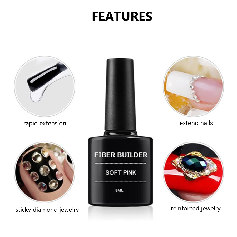 8ml Nail Extension Gel Fiber Glue Gel Polish Long Lasting per Nail Art Design Salon fai da te