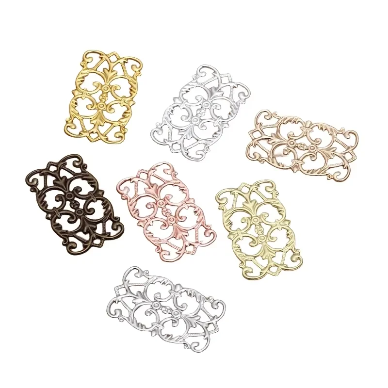 

BoYuTe (100 Pieces/Lot) 15*25MM European Filigree Flower Plate Metal Brass Material Handmade DIY Jewelry Accessories