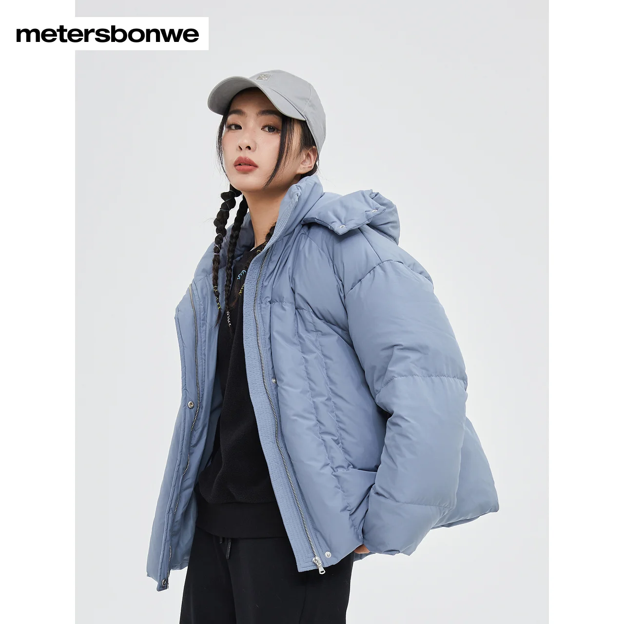 Metersbonwe-Chaqueta de plumón con capucha monocromática para mujer, plumón de pato 90%, suelto, corto, ropa cálida, alta calidad, invierno, nuevo