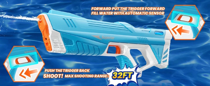 Jouets De Pistolet À Eau Automatique Électrique À Grande Capacité De Style Populaire Pour L'été,Plage,Enfants,Dessin Animé,Tir À L'eau,Requin - Buy Product on