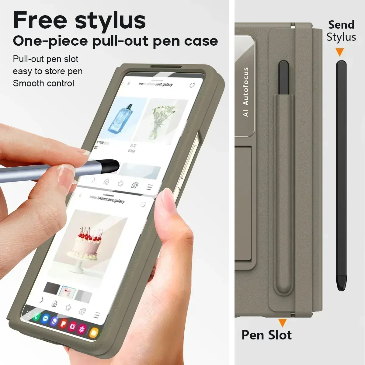 บานพับหนังสําหรับ Samsung Galaxy Z พับ 6 5 4 เคสโทรศัพท์พร้อมปากกา Stylus Shell ผู้ถือฟิล์ม Z Fold6 Fold5 Fold4 ฝาครอบ