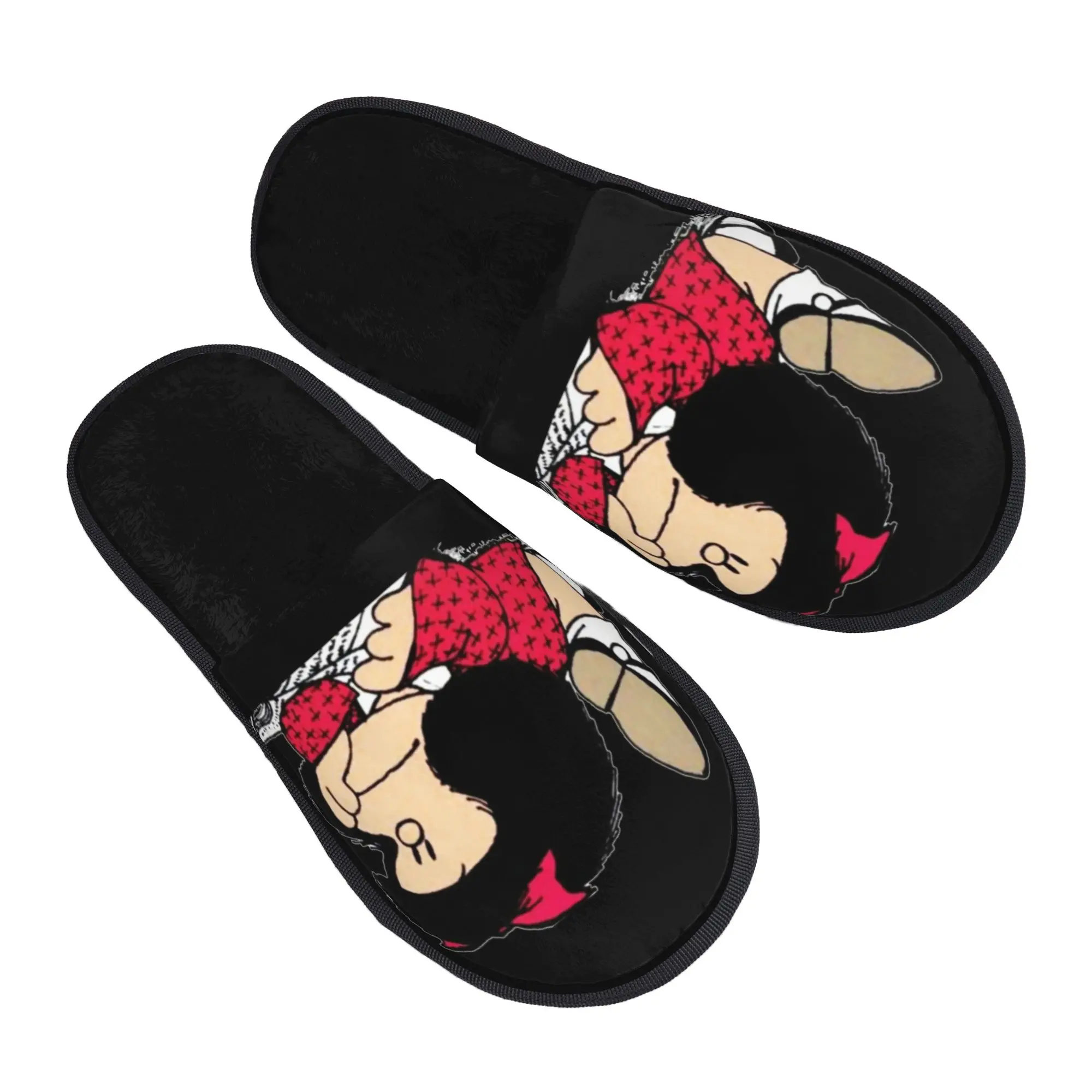 Chaussons d'intérieur Mafalda en mousse à mémoire de forme douce, motif de dessin animé argentin Quino, pour couples et familles, pour chambre à coucher et dortoir, chauds et antidérapants.