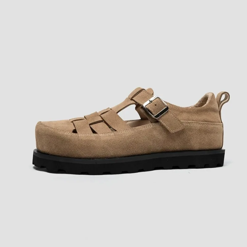 

Designer Comfortable High-end Summer Fashion Thick Soled Casual Men's Sandals Genuine Leather Anti Odor Woven Roman Shoes Male