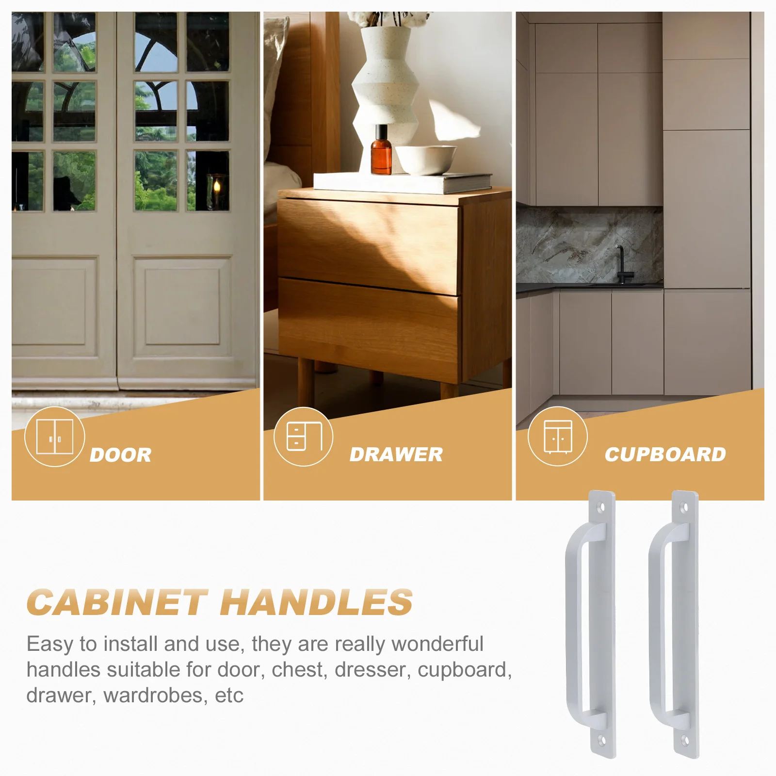 

2Pcs Door Handles Premium Aluminum Alloy Pull Handles for Cabinet Drawer Chest Wardrobe Cupboard Decor Upgrade Rust Resistant