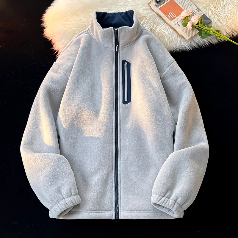 플리스 재킷, 면 코트, 겨울용 두꺼운, 매우 따뜻한, 남성용 심플하고 다재다능한, 클래식 커플