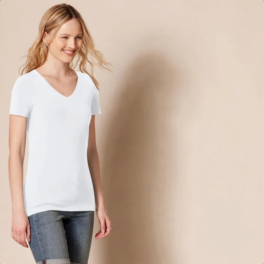 เสื้อยืดคอวีแขนสั้นผู้หญิง RegularFit Multipacks