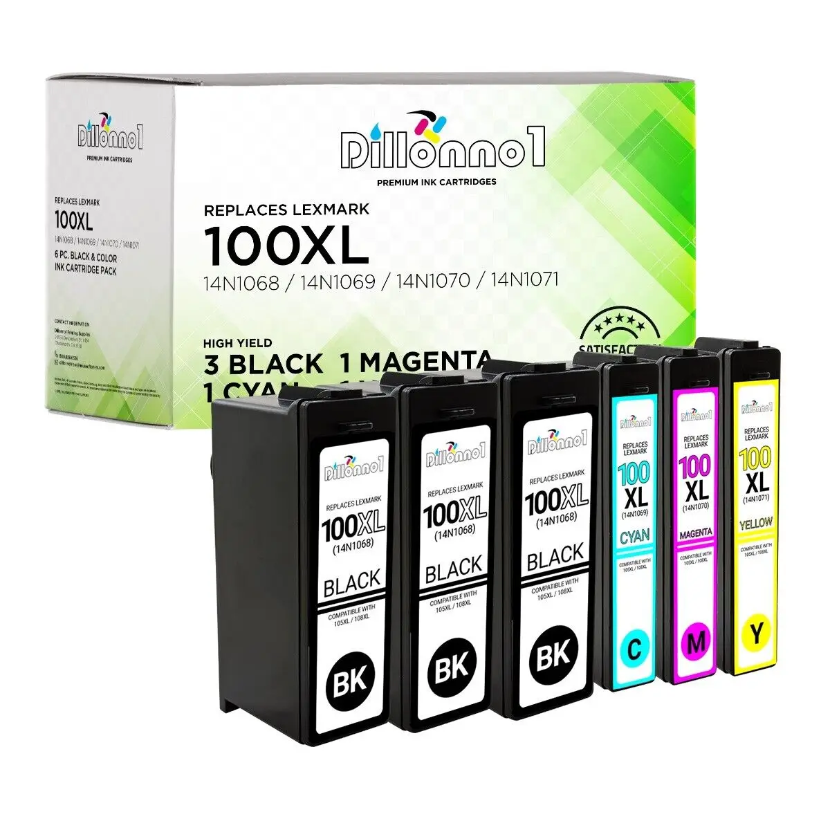 6-pk 100 XL 14N1068 14N1069 14N1071 14N1070สำหรับ Lexmark S300 S402 S02 S815 S605