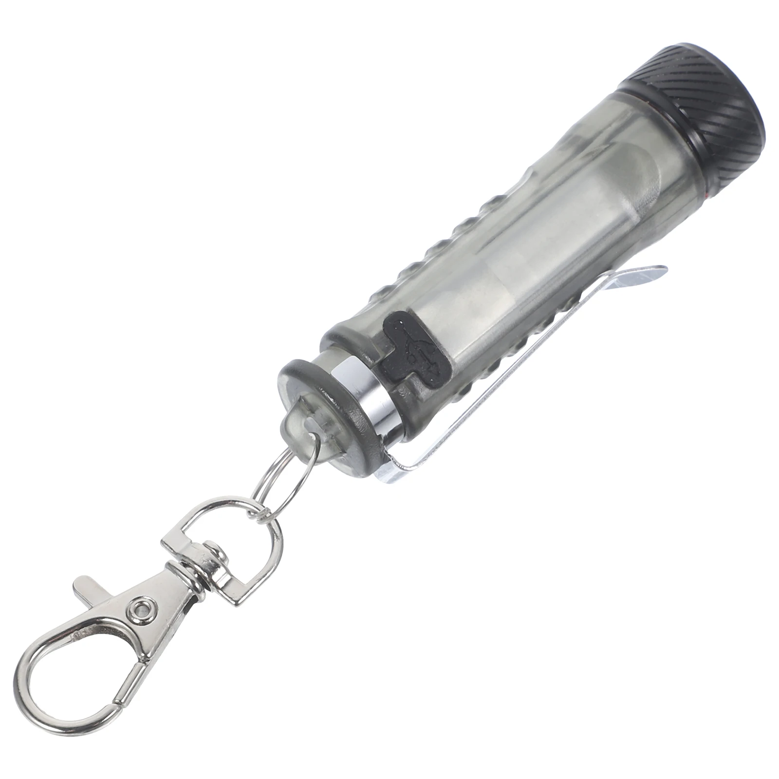 

USB Charging Mini Keychain Portable PC Material LED Light Stainless Steel Camping Supply Flashlight Pendant Torch