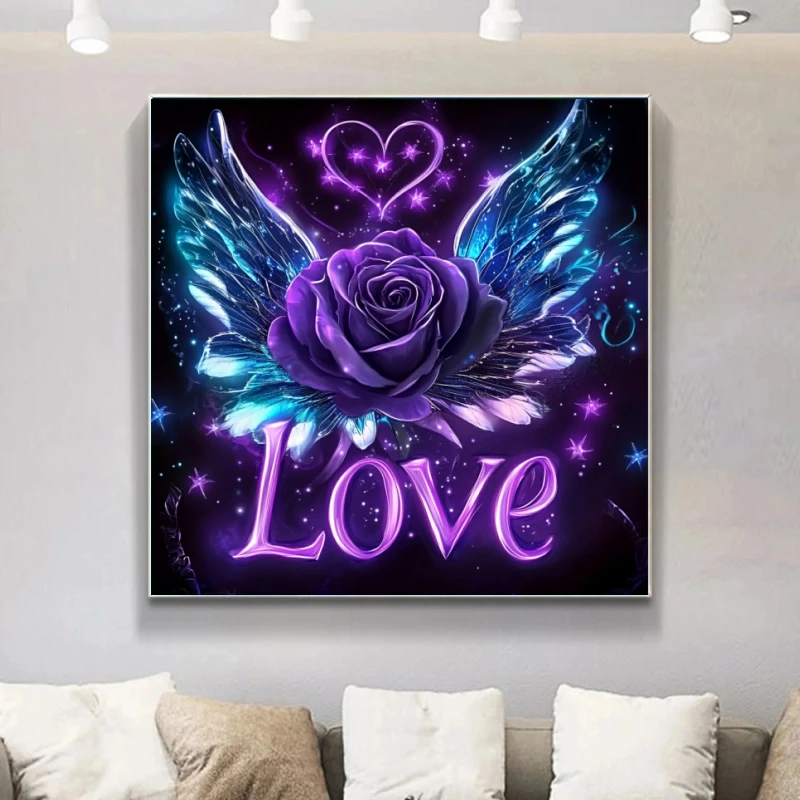 Rose Flower Mosaic 5D DIY Diamond Painting Wing Suitable for