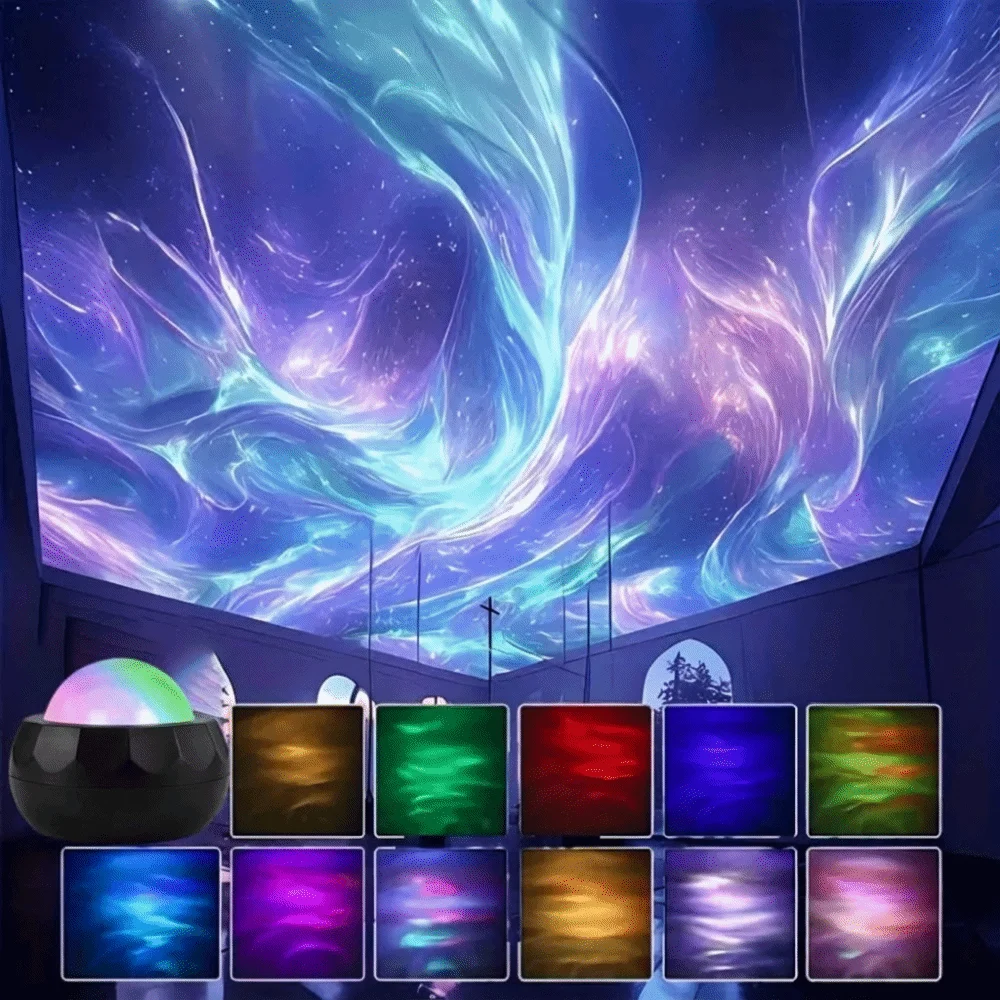 New Multicolor Ambient Lighting Water Ripple Colorful Aurora Night Light USB Charging Wall Mounted Atmosphere Light Bedroom