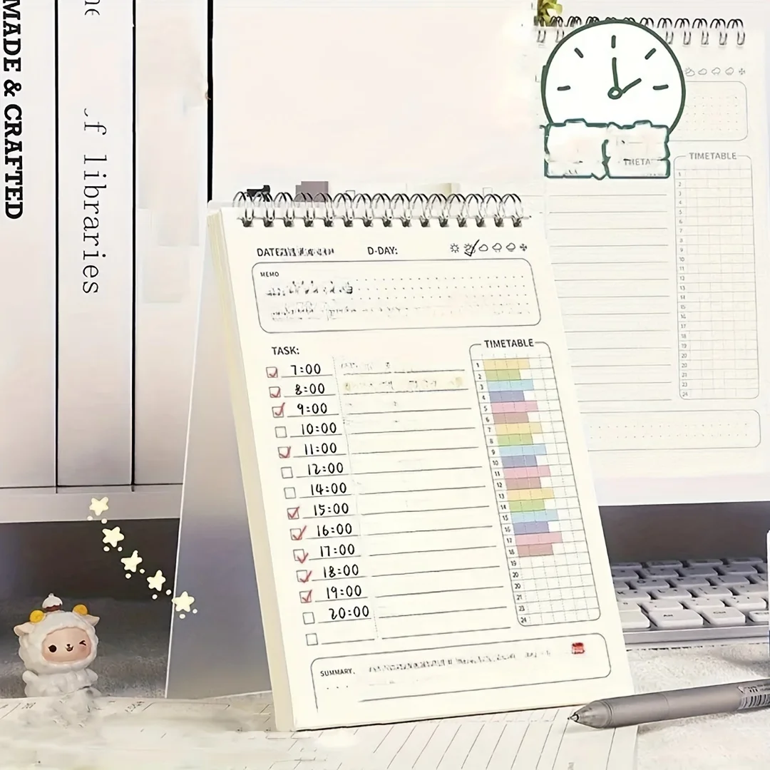 Student Daily Planner Study Time Management Schedule Schedule Coil Business Office self-disciplined clock book Line Notebook