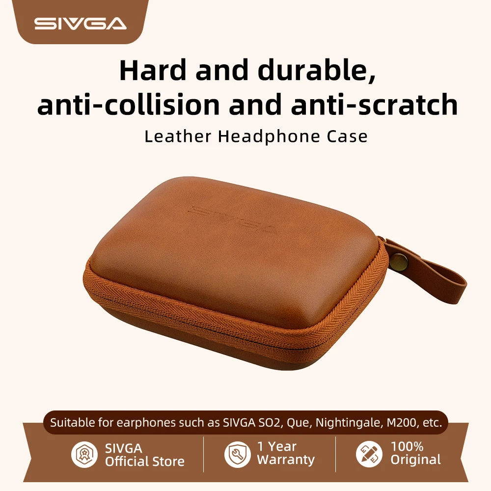 SIVGA Original Zipper Leather Earphone Storage Case for Que, SO2, Nightingale, M200, etc.