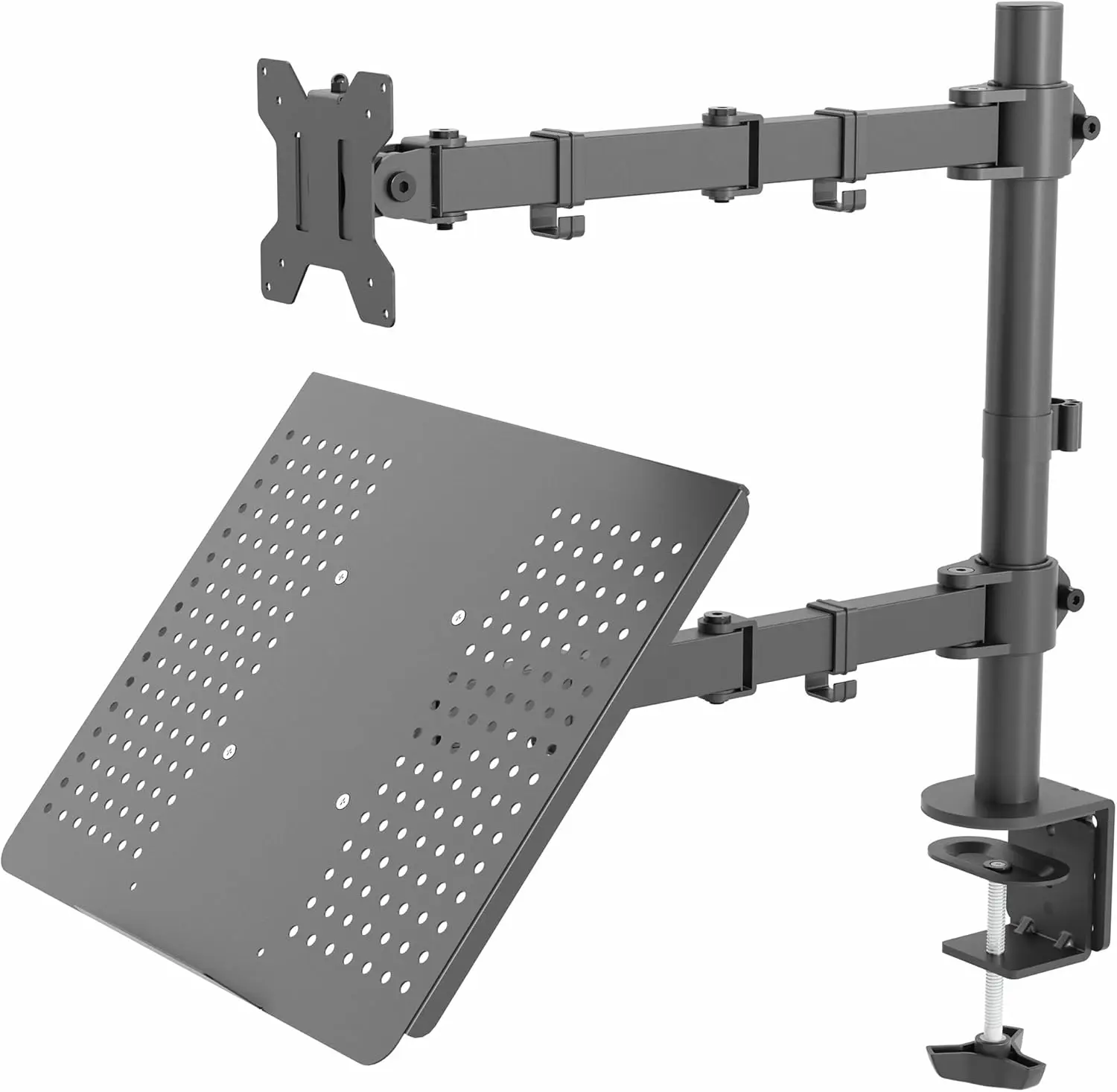 

Fully Adjustable 13-32 Inch Single Monitor and Laptop Desk Mount Stand with Grommet Option, Fits Up to 17 Inch Laptops