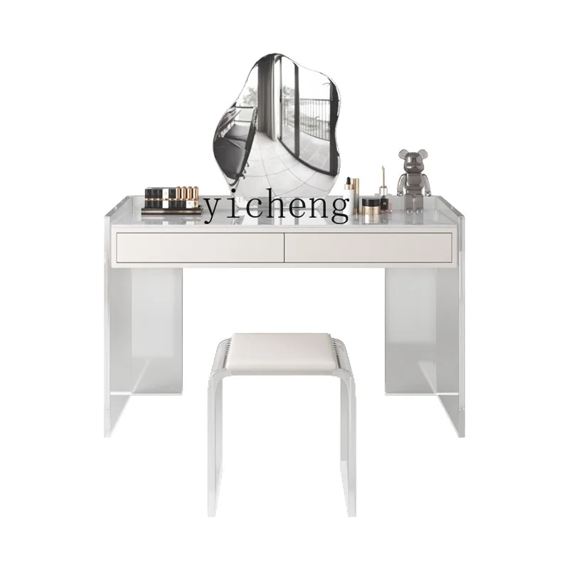 

ZK Acrylic Makeup Table Bedroom Light Luxury Modern Minimalist Dressing Table Stone Plate Dressing Table