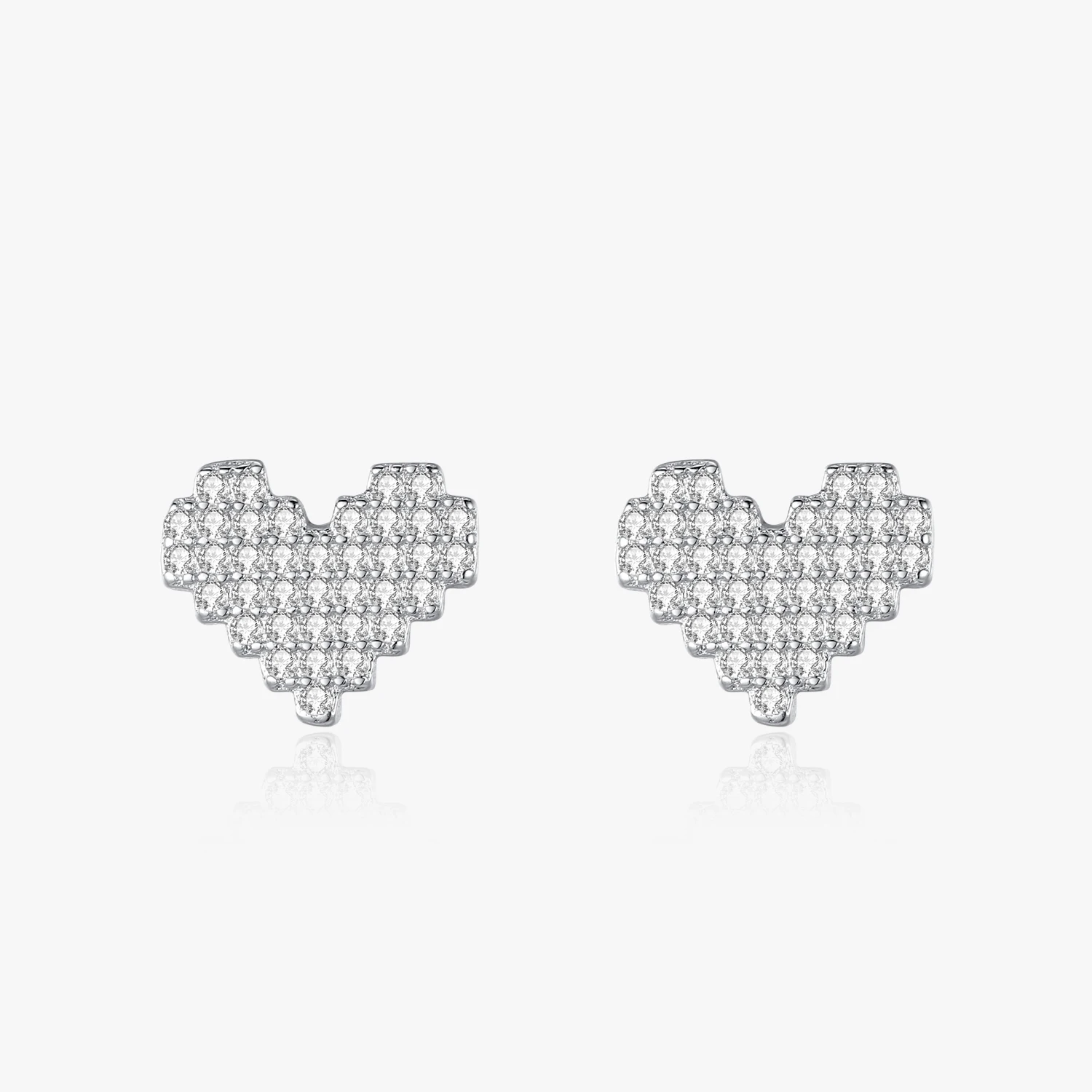 

High Quality Fashion 925 Sterling Silver Sparkling Clear Zircon Heart Earrings for Women Statement Jewelry Gift