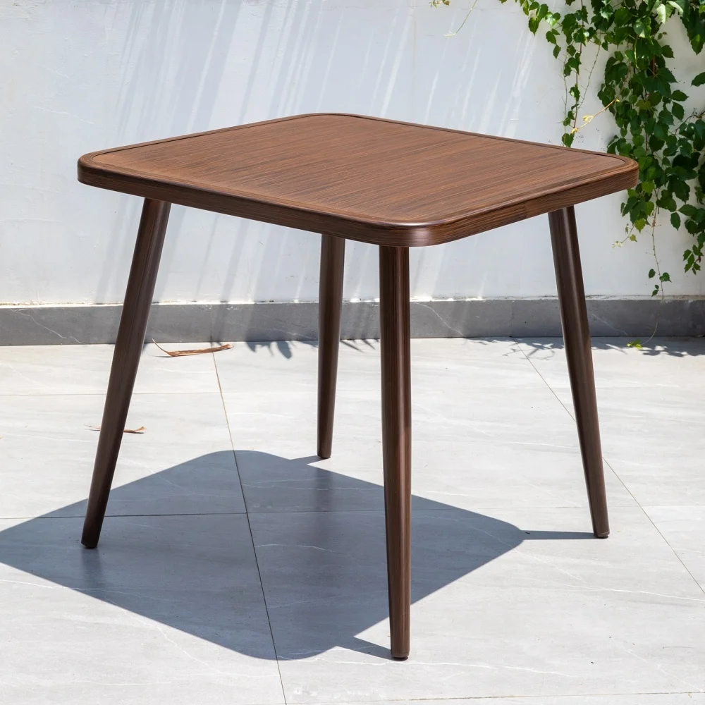70cm/80cm Tempered Glass Outdoor Table with Aluminum Frame Courtyard Table All-weather Garden Furniture Coffee Table