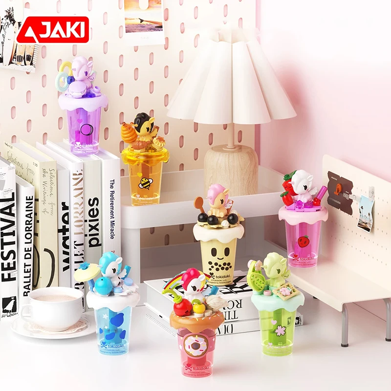 JAKI Tokidoki Einhorn Blind Box Milchtee Abnehmbare PVC Niedliche Körner-Verbindungsbaufigur Desktop-Ornament Geschenk für Frauen
