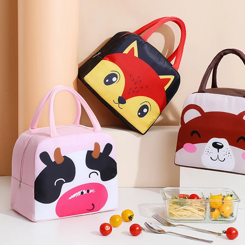 Cartoon Cute Lunch Bag For Children Aluminum Insulation Keep Temperature Lunch Box Hangbag Outdoor Picnic Food Storage Bags New