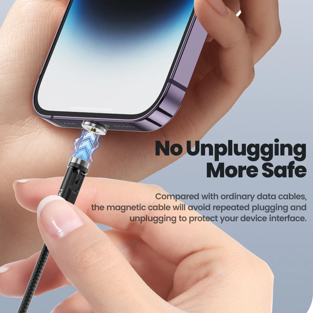Toocki 2.4A 540 Rotate Magnetic Cable Fast Charging Micro USB Type C Cable For iPhone Xiaomi Samsung S23 Magnet USB Phones Cable
