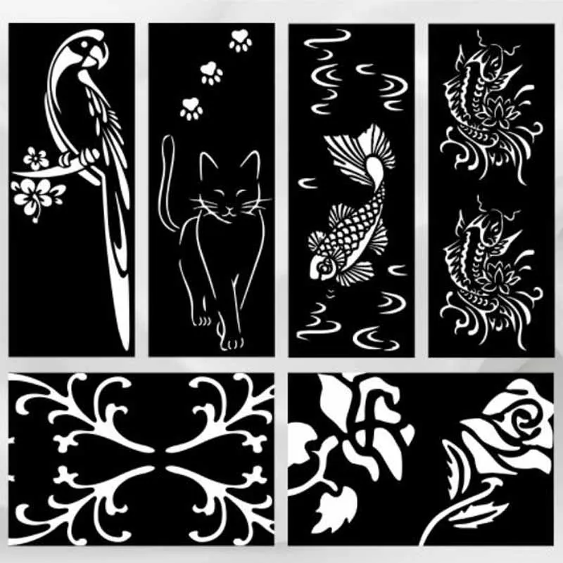 Semi Permanent Hollow Painted Tattoo Template Waterproof Indian Henna Tattoo Makeup Stencils Sticker Party Body Art Fake Tattoos