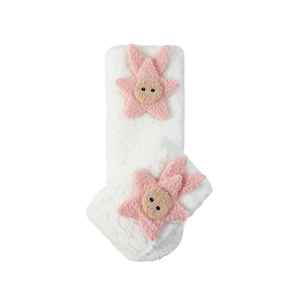 

Funny Star Funny Tube Socks Mid-Calf Thicken Warm Coral Fleece Socks Hosiery Cartoon Furry Plush Sock Gifts