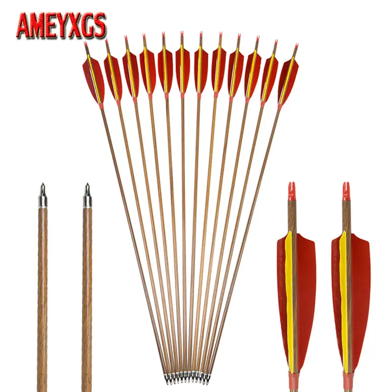 

6/12pcs 30inch Pure Carbon Arrow Spine 340 Archery Bolt 100 Grain Removable Arrowhead OD 7.6 mm Bow Hunting Shooting Arrows