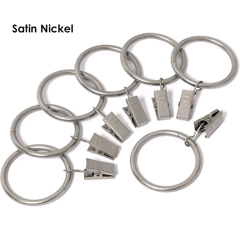 SSD 30PC/Pack Brushed Brass Clip Steel Rings Curtain Rings Curtain Accessories 40mm ID For 22-35mm/7/8-11/8Inch Diameter Rods