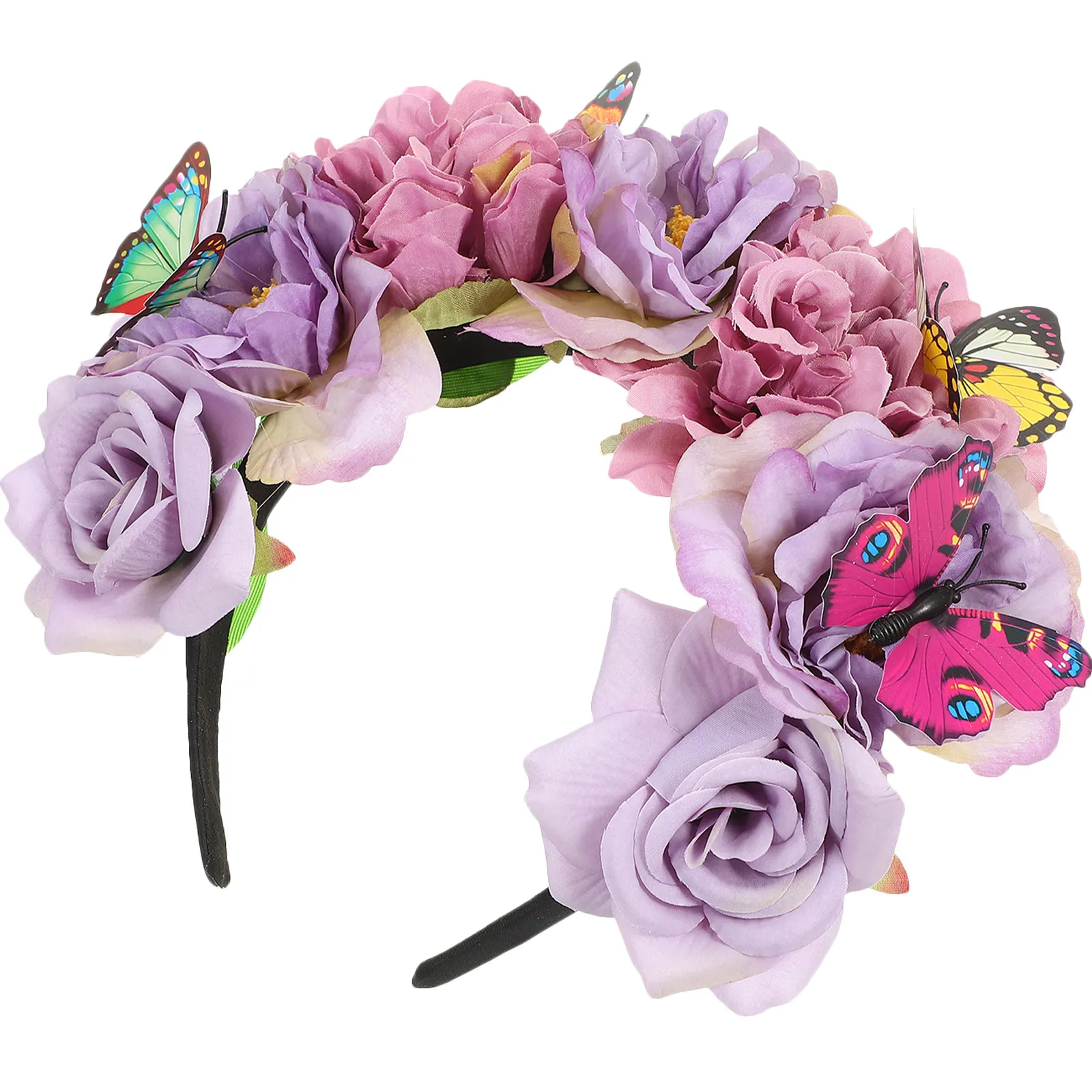 

Butterfly Floral Headband Bohemian Style Simulated Flower Hair Accessory for Vacation Photoshoot Party Halloween Costume Gift