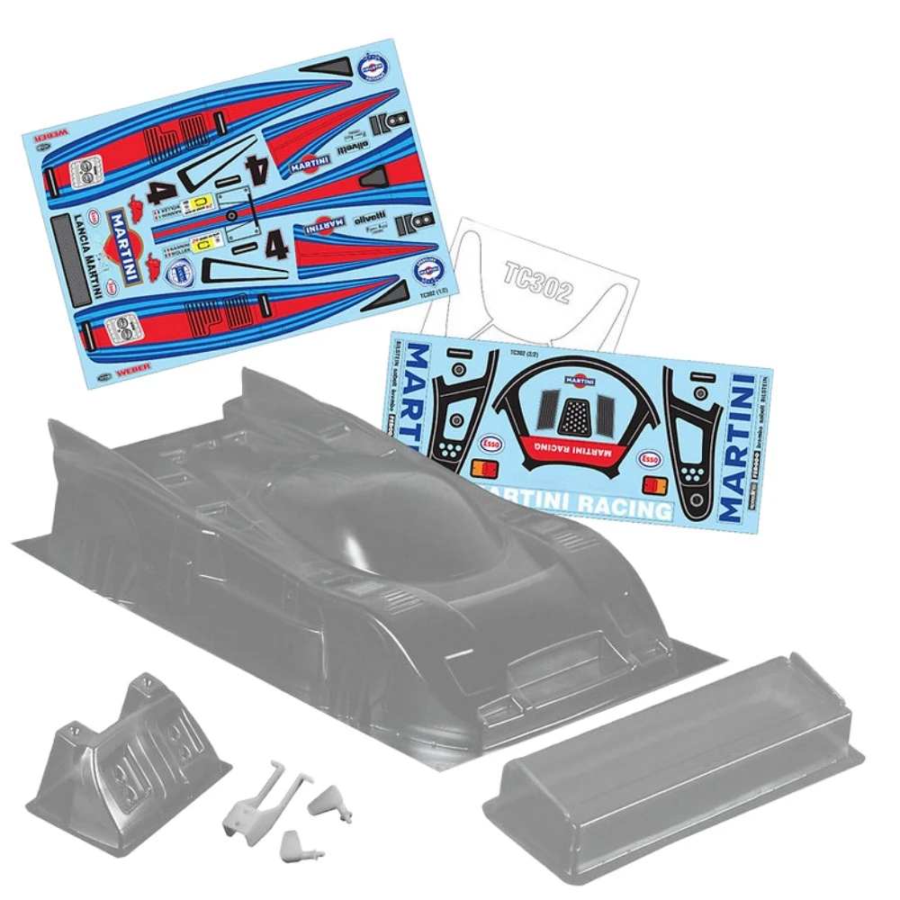 1/10 RC Drift car Lancia LC2 Clear Lexan Body W/Rear Wing &Mirrors and Light Buckles sets fit 257mm Wheelbase Tamiya tt01 tt02