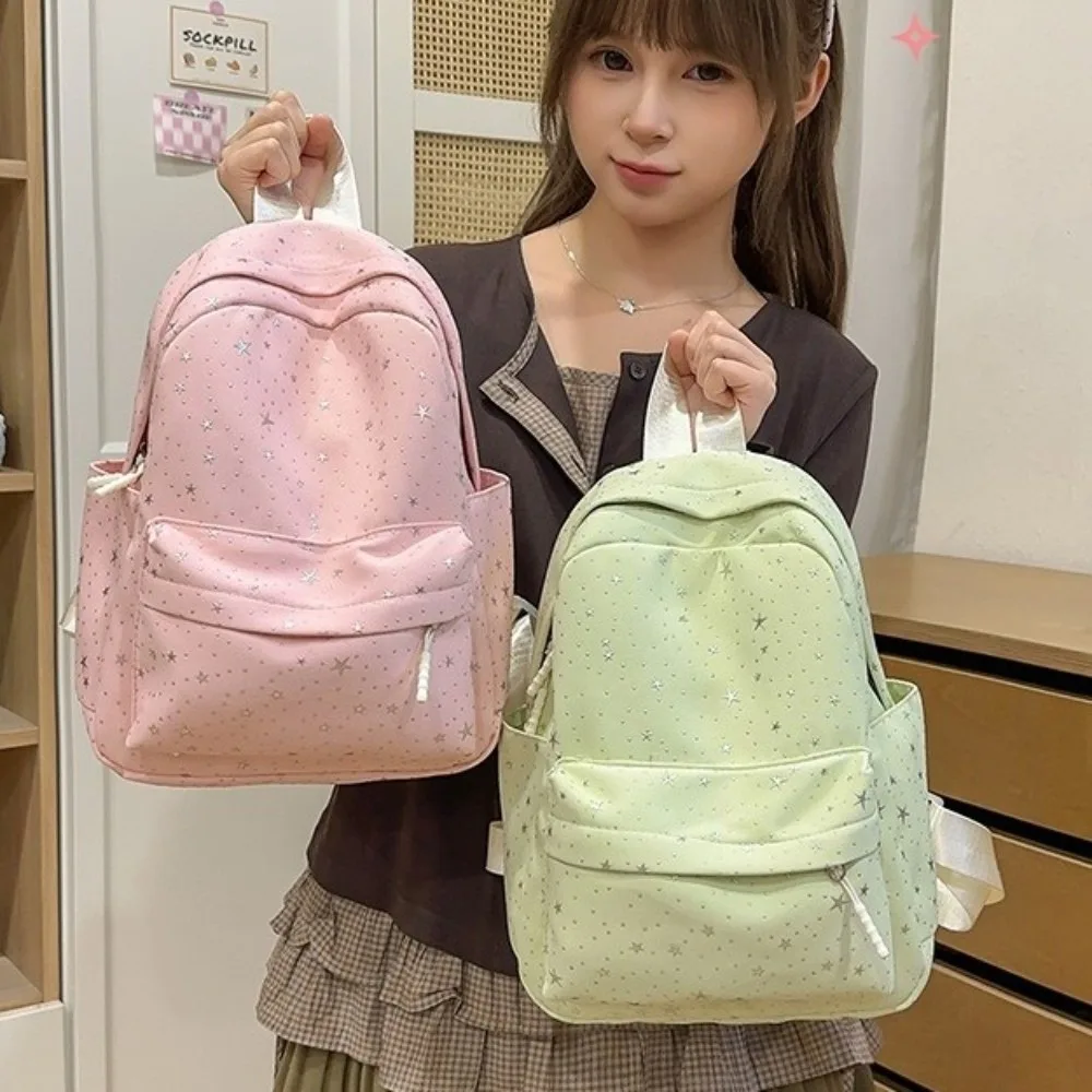 Tas Ransel Kasual Motif Bintang Kapasitas Besar Gaya Kuliah Tas Ransel Nilon Tas Selempang Gaya Korea Tas Sekolah Siswa Hadiah
