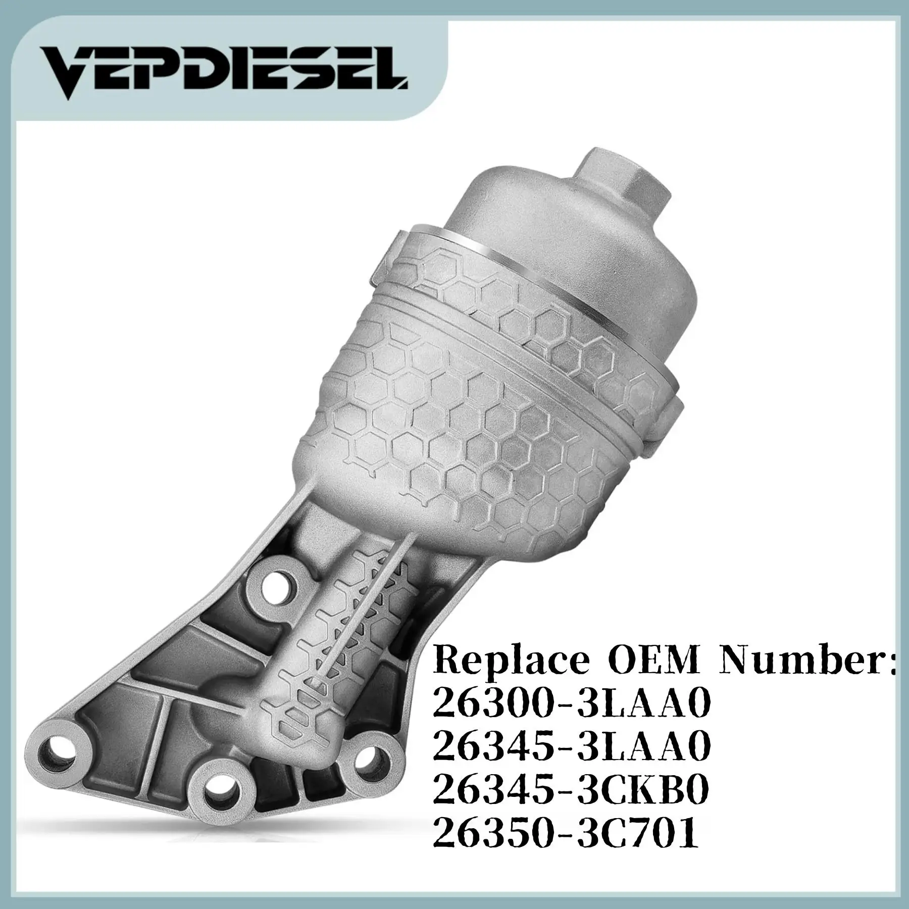 

Aluminum Oil Filter Complete Assembly for Hyundai Genesis G80 Palisade Kia Cadenza Sedona Sorento 26300-3LAA0 26345-3LAA0