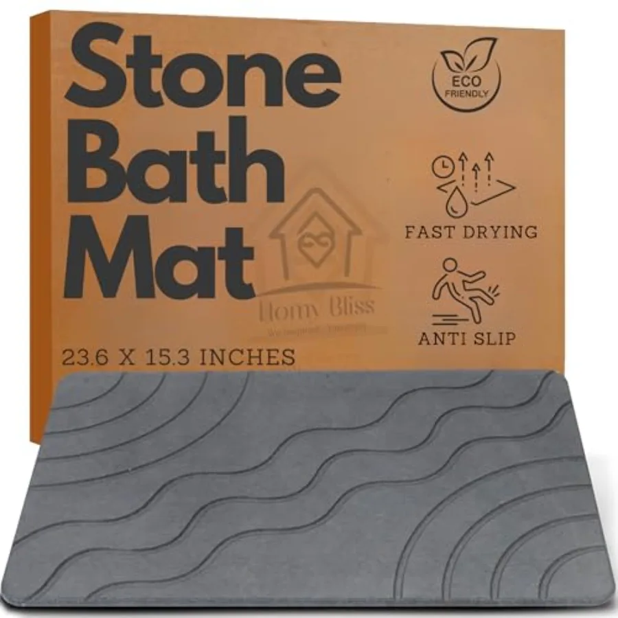 

Stone Bath Mat Quick Drying Diatomaceous Earth Bath Mat Non Slip Shower Mat Super Absorbent Stone Bath Mats for Bathroom Floor