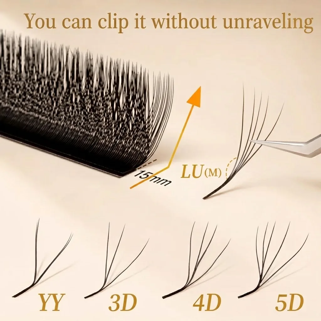 winky beauty Natural Brown Super Soft W-shaped Mink LU M Curl 8-15mm Professional YY W Style Individual Cilios Lashes Extension
