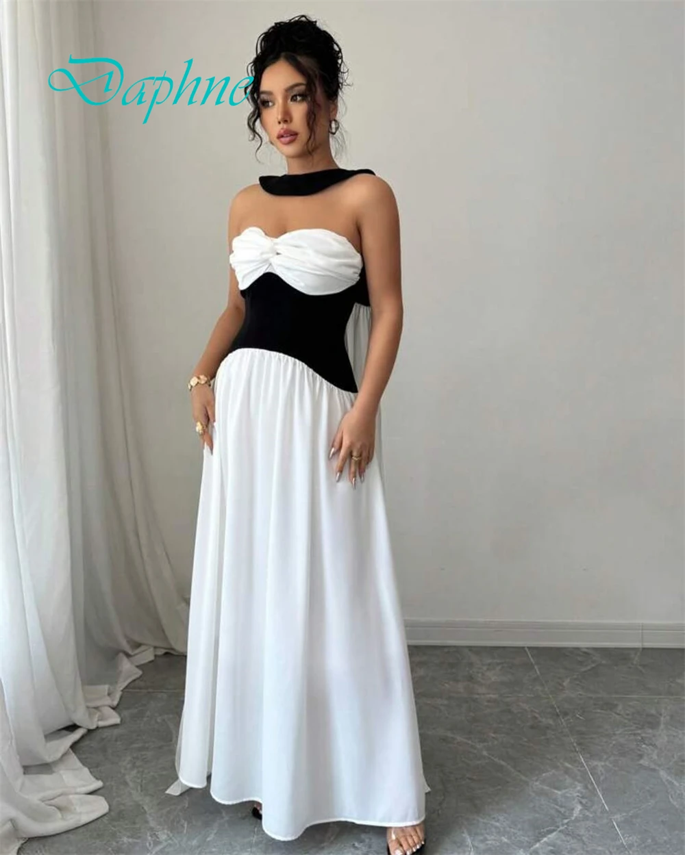 Customized Exquisite Strapless Sleeveless Evening Dress High Quality Chiffon Prom Dresses Delicate Ribbons Bridal Party Gowns