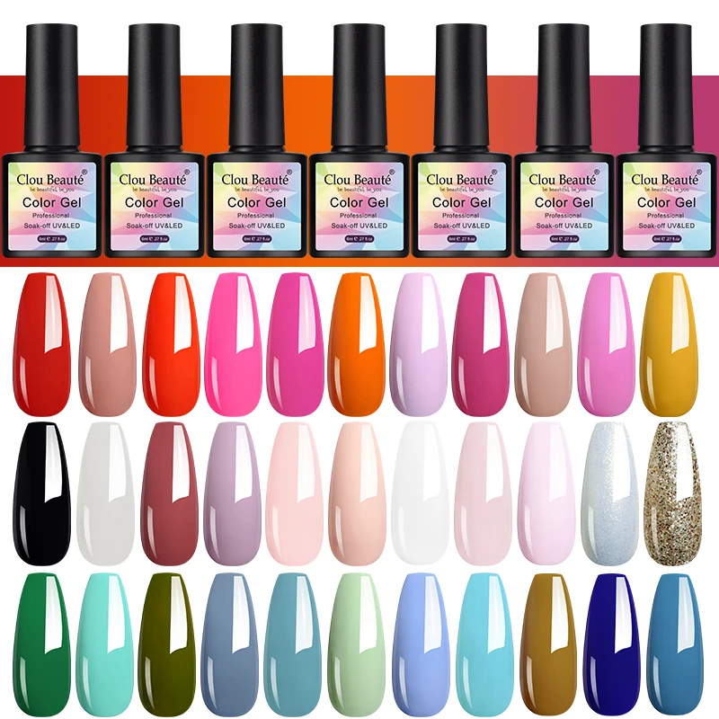 Clou Beaute Gel Esmalte, Verniz Vernis, Semi Permanente, Gel UV, Soak Off, Nail Art, Cola de Manicure, 8ml