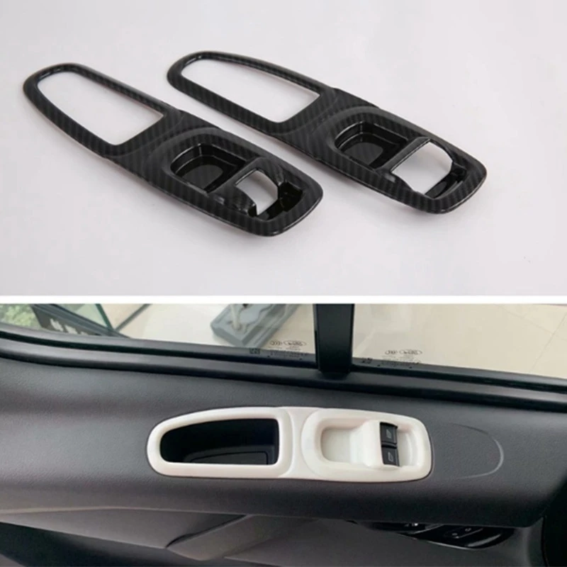 Carbon Fiber ABS Car Inner Door Handle Armrest Window Lift Cover Trim Fit for Ford Transit 2017 Tourneo Custom 2016