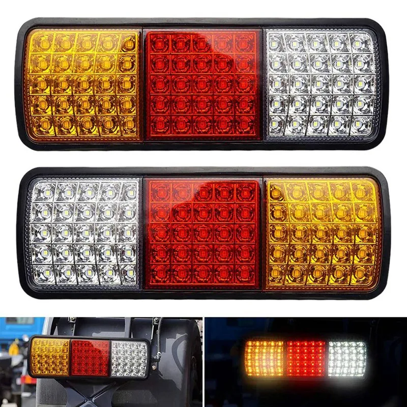 

2Pcs 12V 75 LED Waterproof Taillights for Truck RV Van Bus Trailer Lights Signal Indicator Brake Stop Reverse Lights