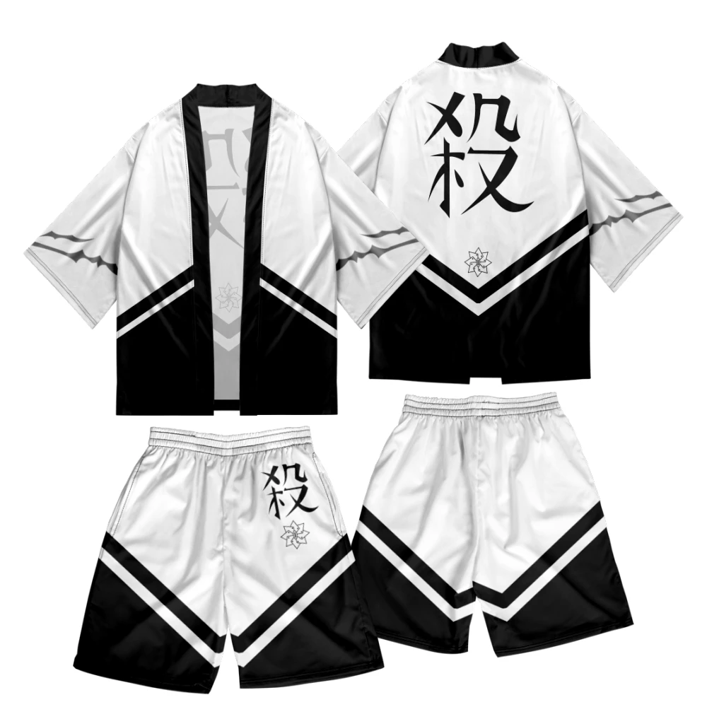 

Костюм-двойка Shinazugawa Sanemi Style с 3D принтом, японский кардиган, новейшие модные кимоно хаори юката, шорты, комплекты
