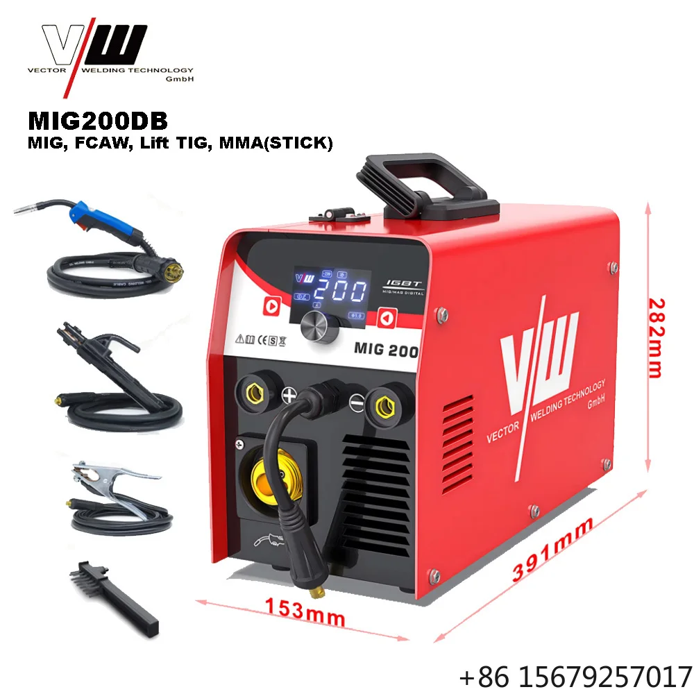 VECTOR Welding Machine 4 in 1 FCAW Gasless / Lift TIG / MMA Inverter Co2 Gas MIG MAG Welders MIG200DB
