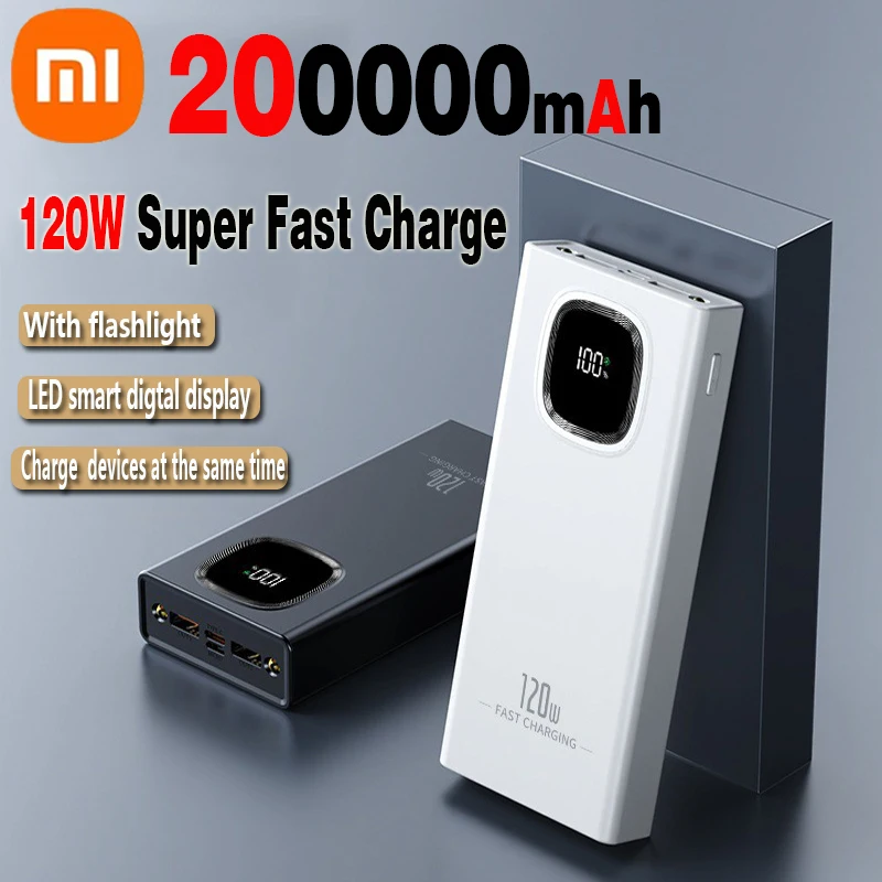 

Xiaomi 120W Super Fast Charging 200000MAh Power Bank High Capacity Powerbank Portable Battery Charger For iPhone Samsung Huawei