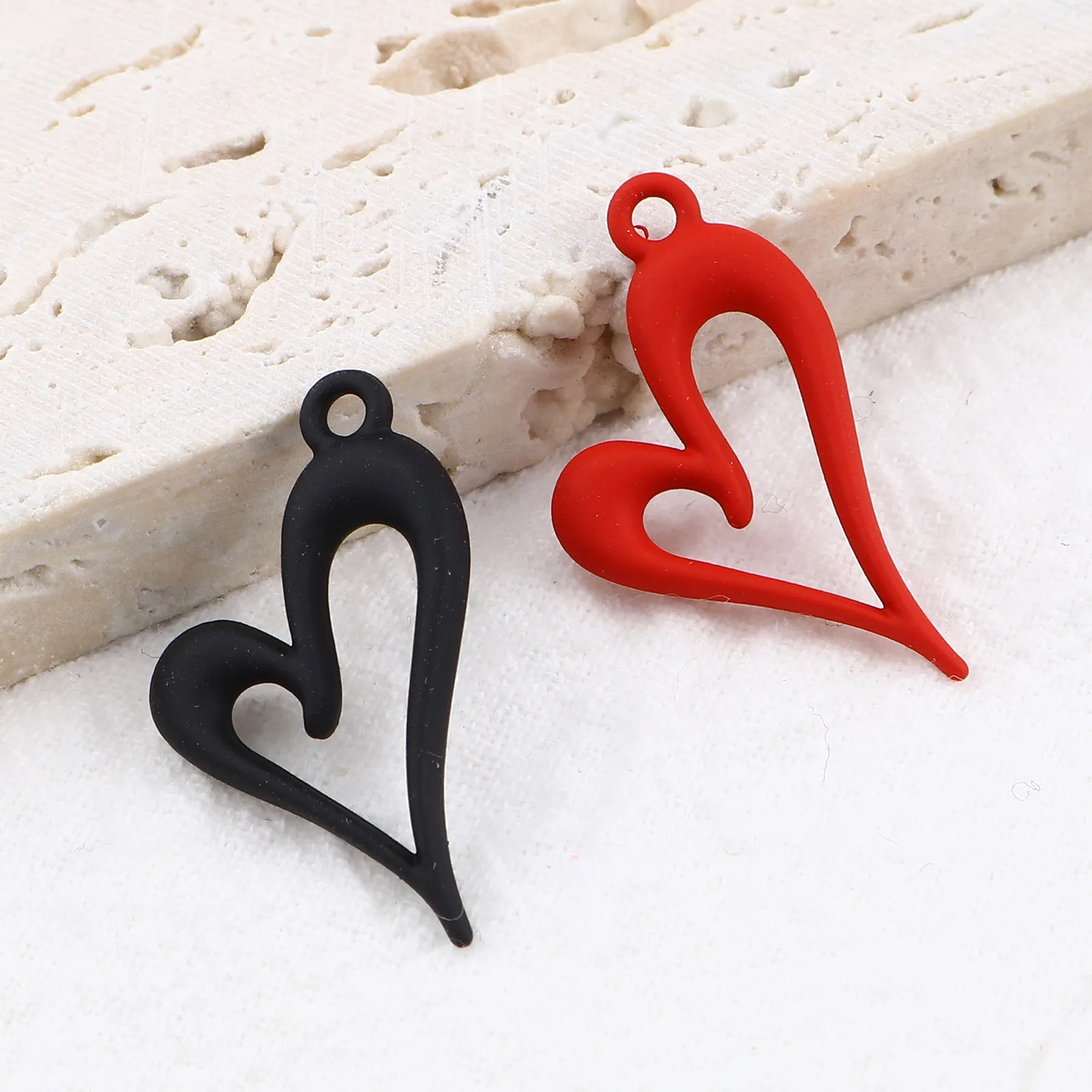 10 PCs Heart Charms Alloy Valentine's Day Pendants Multicolor Painted Charms for DIY Necklace Jewelry Girlfriend Gifts 24x15mm