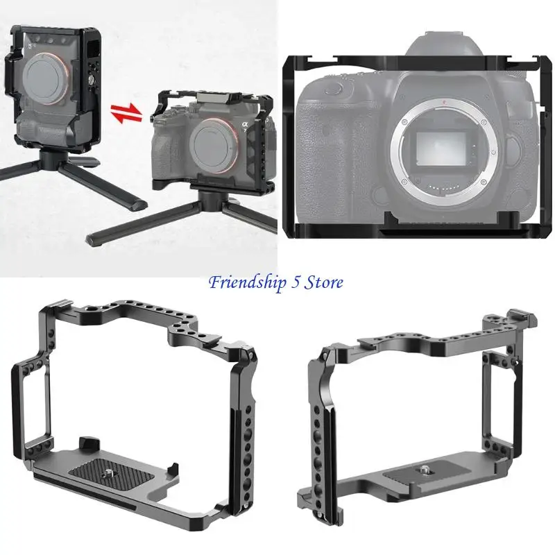 

T8WC Universal Vlogging Cage for EOS5d2/ 5d3 5d4/6d2 DSLR Cameras Builts with Double Cold Shoes AntiScratch Protections