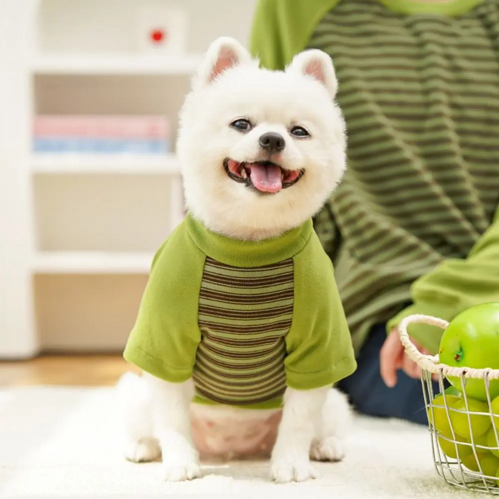 

Pet Jumpsuit Overalls Colorful Dog Hoodies Soft Comfortable Dog Pullover Breathable Striped Pet Clothes Autumn and Winter