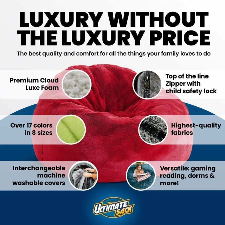 4ft كرسي بين باج كبير الحجم كرسي بين باج للبالغين مريح كرسي كيس فول الأريكة صالة أريكة Loveseat الأثاث الرياضة الجلد المدبوغ #5