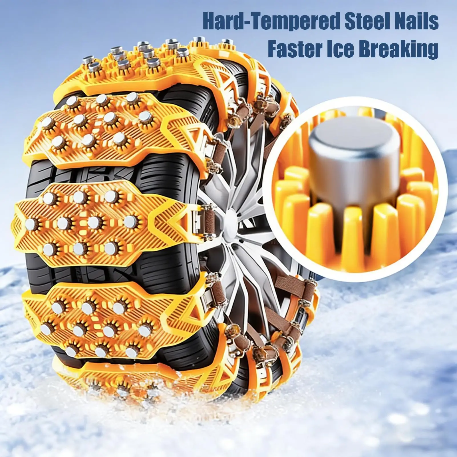 8pcs/set car tire snow chains Adjustable Tyre Traction Snow Tire Chains wear-resistant TPU emergency snow chains
