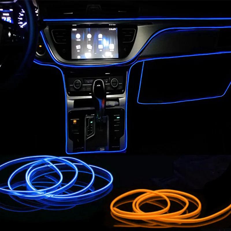 Car Ambient Lamp LED Neon Cold Light Auto Interior Mouldings Atmosphere Lights Refit Decoration Strips Shine Usb/Cigarette Drive