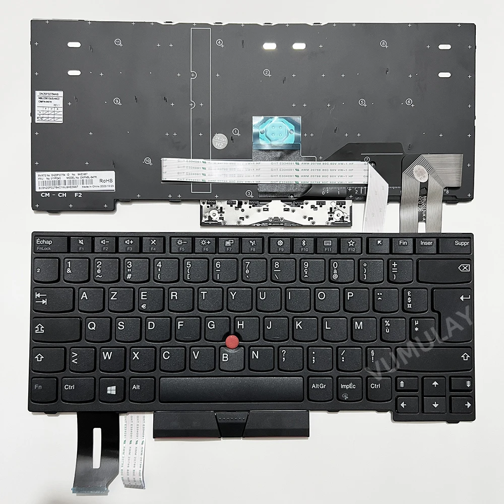 AZERTY клавиатура для LENOVO ThinkPad E480 E485 E490 E495 L380 L390 L480 R480 T480S L490 T490 T495 01YP280 Французский FR без подсветки