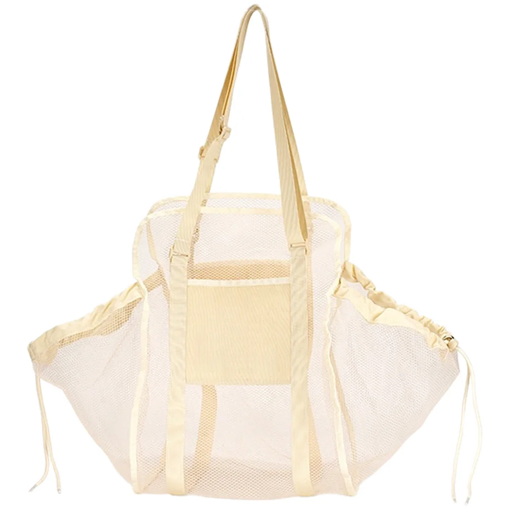 Automotive Beige Mesh Storage Pocket for Car Seats with Hanging Installation - 60x25x35cm and 32x48x3cm Dimensions